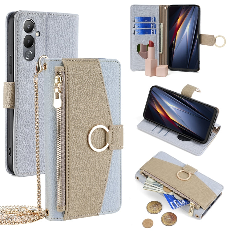 For Tecno Pova 4 Crossbody Litchi Texture Leather Phone Case(Blue)
