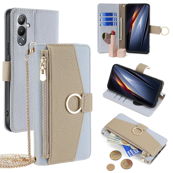 For Tecno Pova 4 Crossbody Litchi Texture Leather Phone Case(Blue)