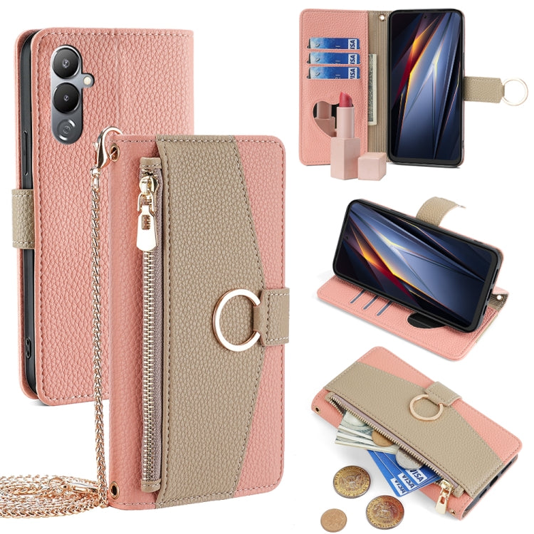For Tecno Pova 4 Crossbody Litchi Texture Leather Phone Case(Pink)