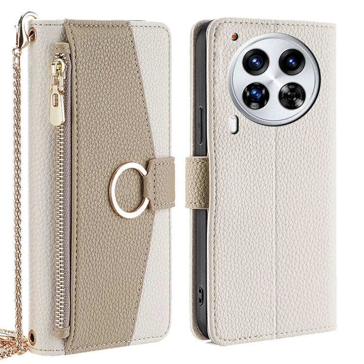For Tecno Camon 30 Premier 5G Crossbody Litchi Texture Leather Phone Case(White)