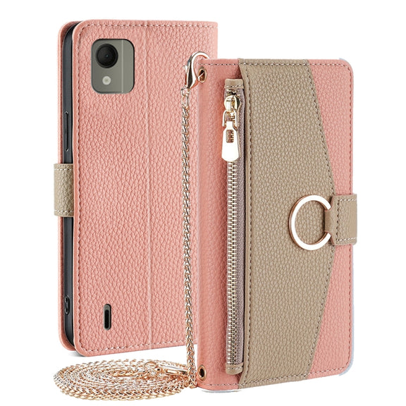 For Nokia C110 4G Crossbody Litchi Texture Leather Phone Case(Pink)