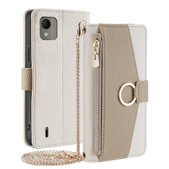 For Nokia C110 4G Crossbody Litchi Texture Leather Phone Case(White)