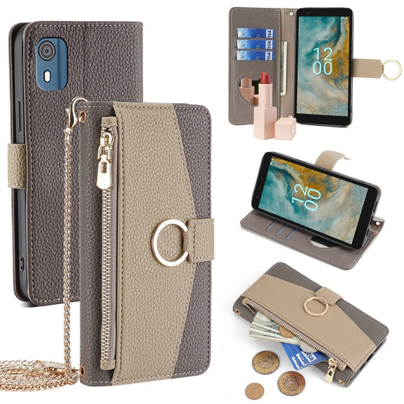 For Nokia C02 TA-1522 Crossbody Litchi Texture Leather Phone Case(Grey)