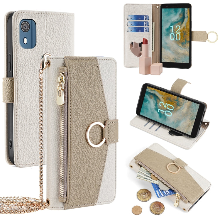 For Nokia C02 TA-1522 Crossbody Litchi Texture Leather Phone Case(White)