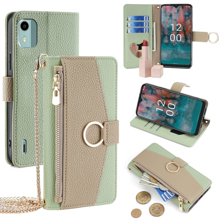 For Nokia C12 Crossbody Litchi Texture Leather Phone Case(Green)