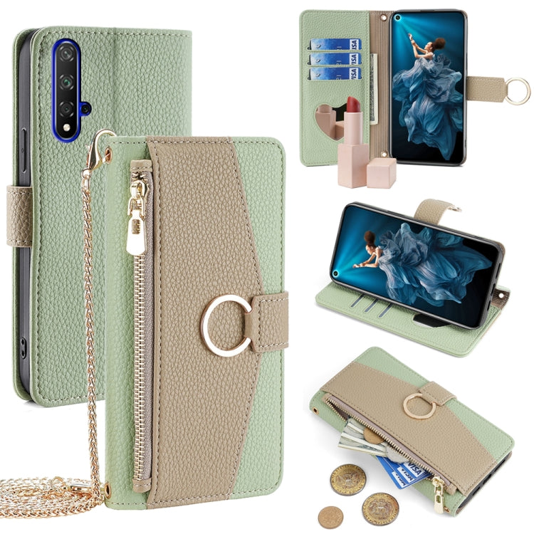 For Honor 20 Crossbody Litchi Texture Leather Phone Case(Green)