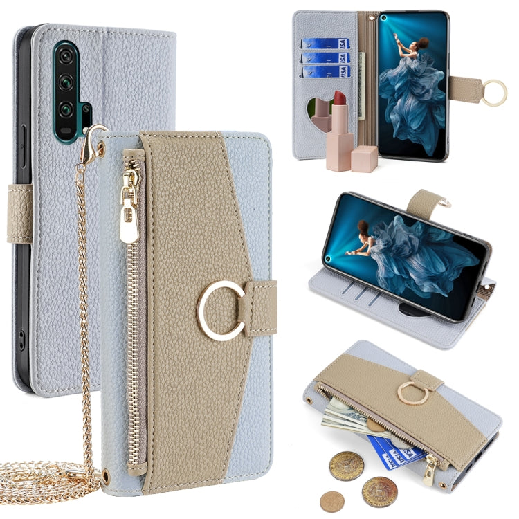 For Honor 20 Pro Crossbody Litchi Texture Leather Phone Case(Blue)