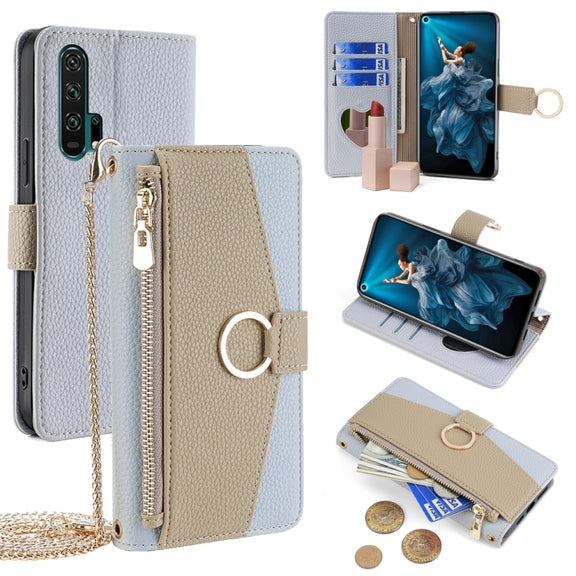 For Honor 20 Pro Crossbody Litchi Texture Leather Phone Case(Blue)