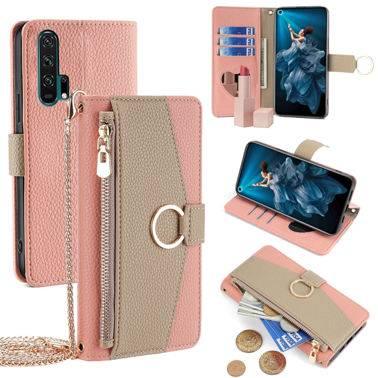 For Honor 20 Pro Crossbody Litchi Texture Leather Phone Case(Pink)