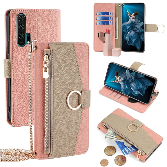 For Honor 20 Pro Crossbody Litchi Texture Leather Phone Case(Pink)