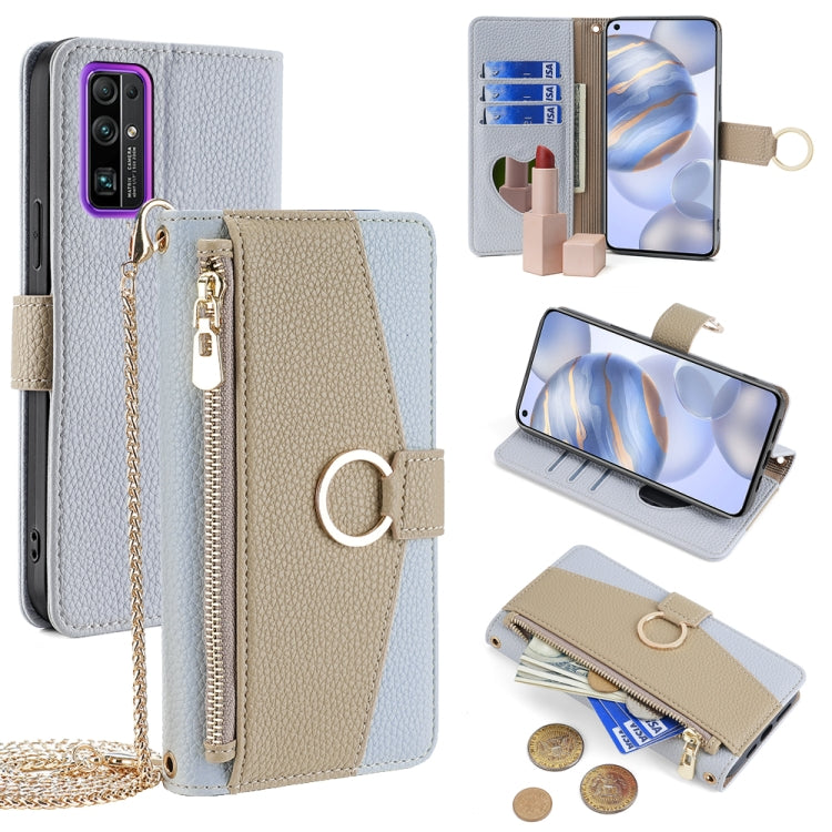 For Honor 30 Crossbody Litchi Texture Leather Phone Case(Blue)