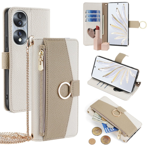 For Honor 70 Crossbody Litchi Texture Leather Phone Case(White)