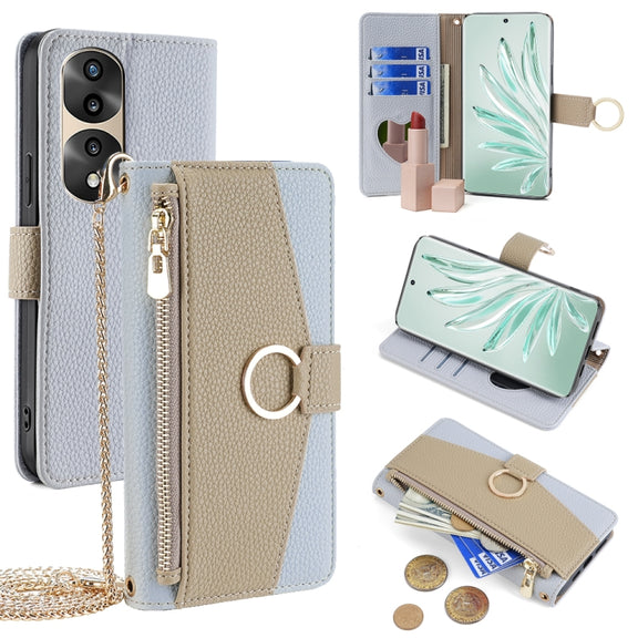 For Honor 70 Pro / 70 Pro+ Crossbody Litchi Texture Leather Phone Case(Blue)