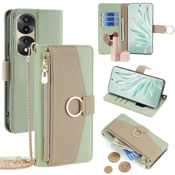For Honor 70 Pro / 70 Pro+ Crossbody Litchi Texture Leather Phone Case(Green)