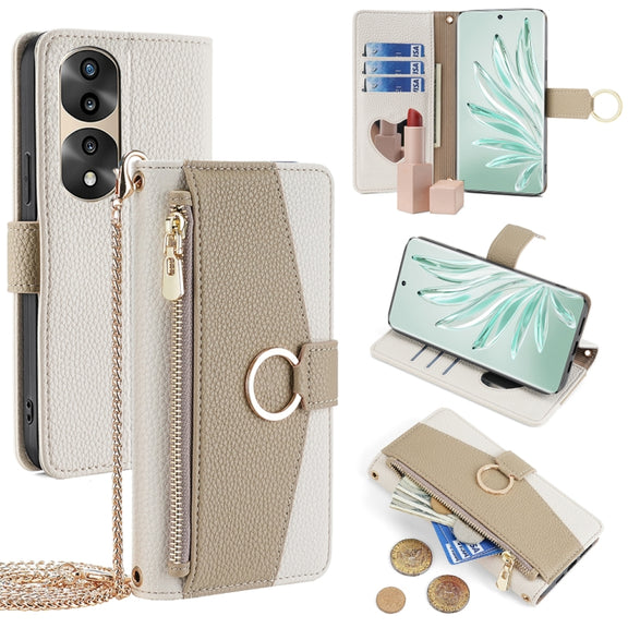 For Honor 70 Pro / 70 Pro+ Crossbody Litchi Texture Leather Phone Case(White)