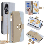 For Honor 90 5G Crossbody Litchi Texture Leather Phone Case(Blue)