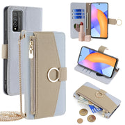 For Honor 10X Lite Crossbody Litchi Texture Leather Phone Case(Blue)
