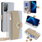 For Honor X10 5G Crossbody Litchi Texture Leather Phone Case(Blue)