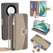 For Honor X9a 5G Crossbody Litchi Texture Leather Phone Case(Grey)