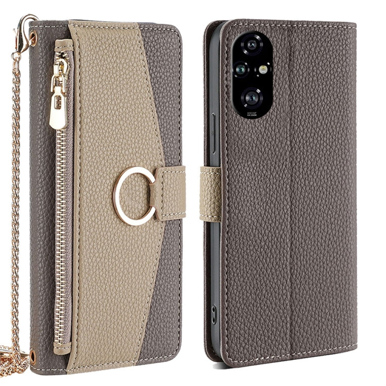 For Honor 200 Pro 5G Crossbody Litchi Texture Leather Phone Case(Grey)