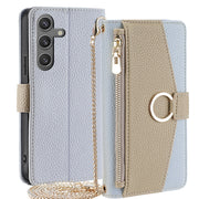 For Samsung Galaxy S24 5G Crossbody Litchi Texture Leather Phone Case(Blue)