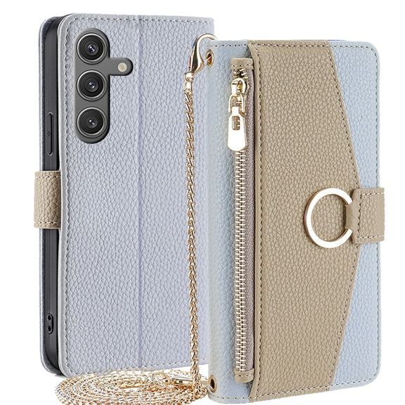 For Samsung Galaxy S24 5G Crossbody Litchi Texture Leather Phone Case(Blue)