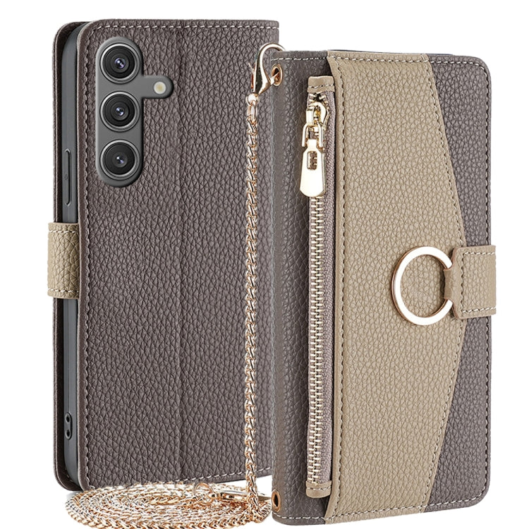 For Samsung Galaxy S24 5G Crossbody Litchi Texture Leather Phone Case(Grey)