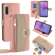 For Sony Xperia 10 V Crossbody Litchi Texture Leather Phone Case(Pink)