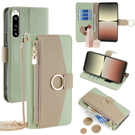 For Sony Xperia 5 IV Crossbody Litchi Texture Leather Phone Case(Green)