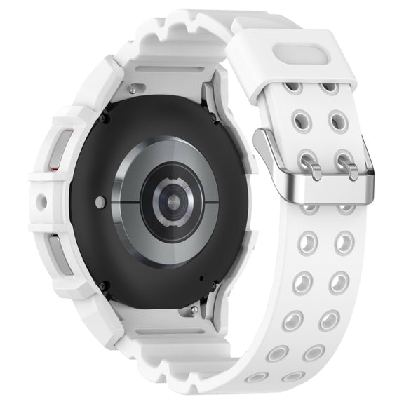 For Samsung Galaxy Watch 6 40mm Armor Silicone Watch Band + Watch Case Set(White)