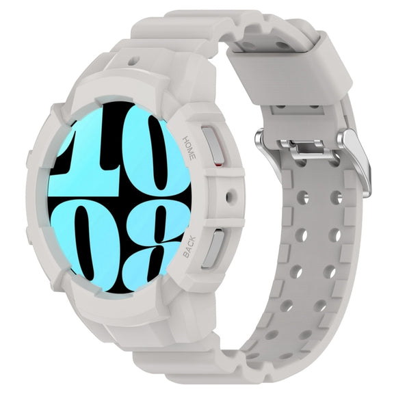 For Samsung Galaxy Watch 6 40mm Armor Silicone Watch Band + Watch Case Set(Light Grey)
