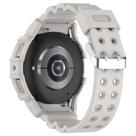 For Samsung Galaxy Watch 6 40mm Armor Silicone Watch Band + Watch Case Set(Light Grey)