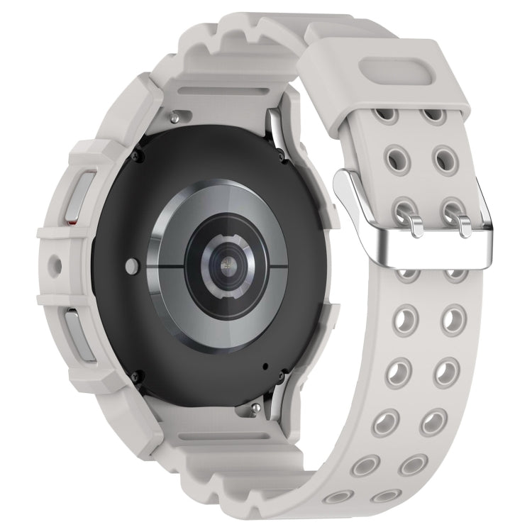 For Samsung Galaxy Watch 6 40mm Armor Silicone Watch Band + Watch Case Set(Light Grey)