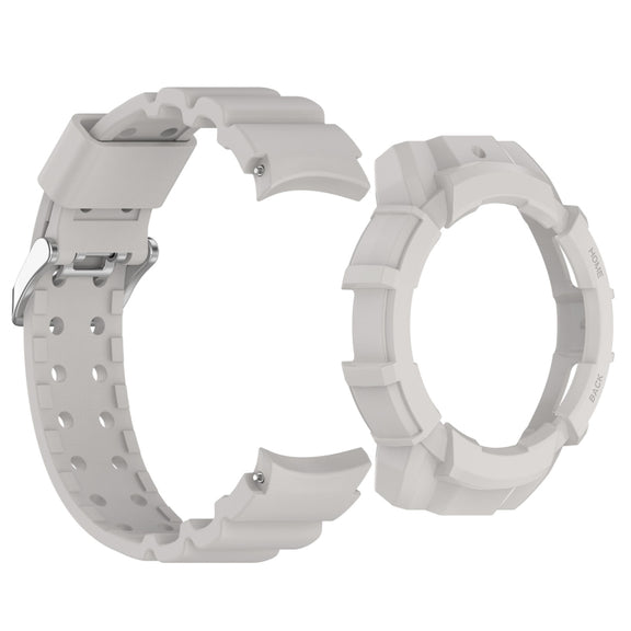 For Samsung Galaxy Watch 6 40mm Armor Silicone Watch Band + Watch Case Set(Light Grey)