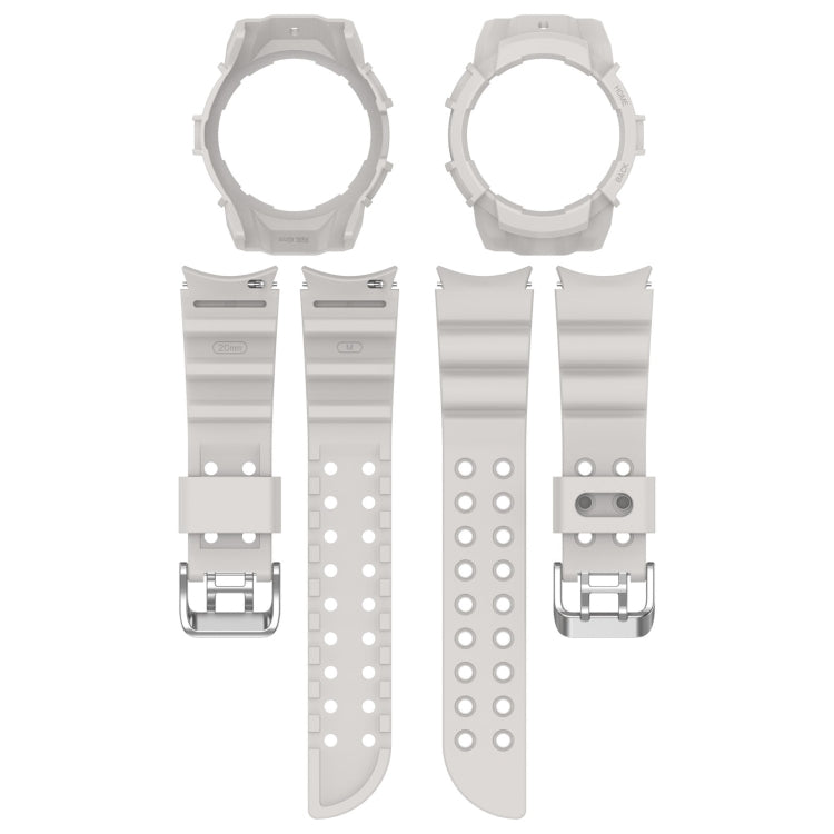 For Samsung Galaxy Watch 6 40mm Armor Silicone Watch Band + Watch Case Set(Light Grey)