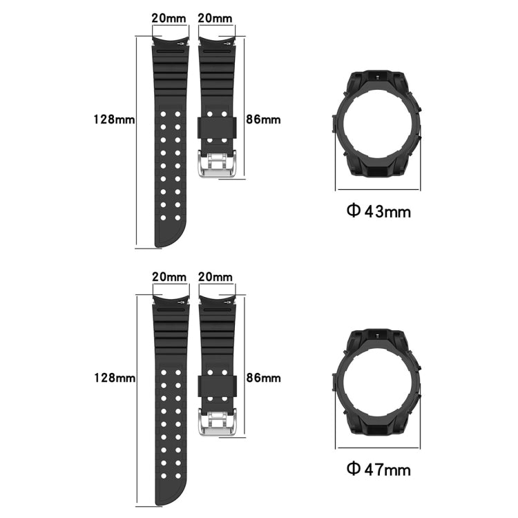 For Samsung Galaxy Watch 6 40mm Armor Silicone Watch Band + Watch Case Set(Blue)