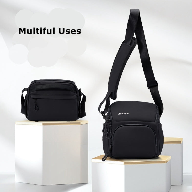 Cwatcun D101 Crossbody Camera Bag Photography Lens Shoulder Bag, Size:29 x 24 x 17cm(Black)