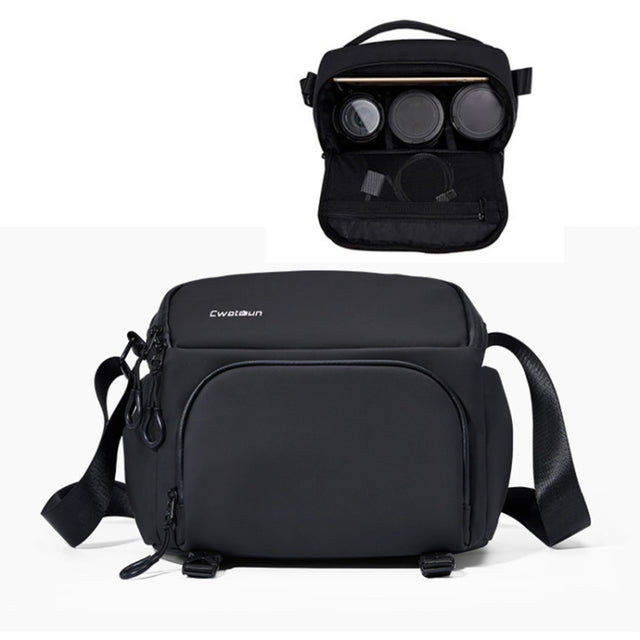 Cwatcun D101 Crossbody Camera Bag Photography Lens Shoulder Bag, Size:29 x 24 x 17cm(Black)