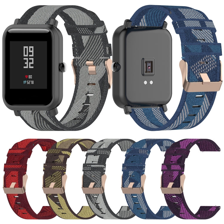 20mm Universal Stripe Weave Nylon Watch Band(Grey)