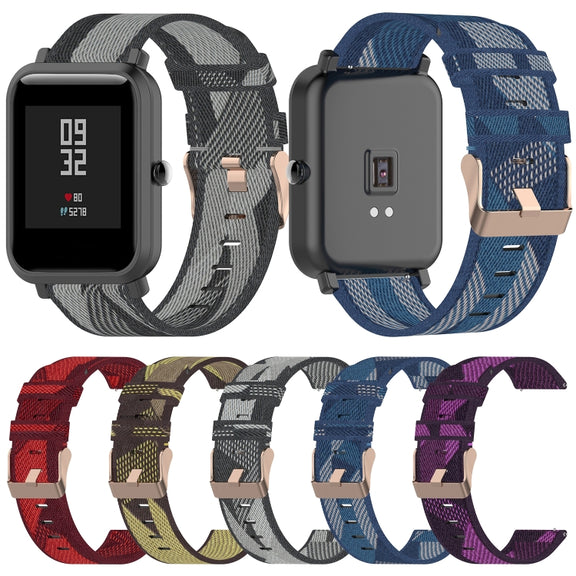 20mm Universal Stripe Weave Nylon Watch Band(Grey)