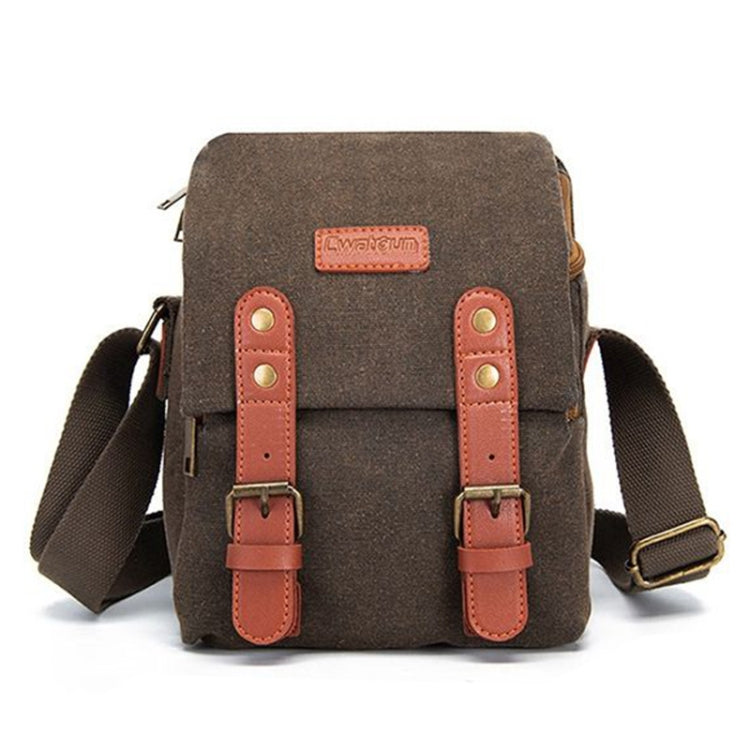 Cwatcun N1 Retro Multifunctional Canvas Water-resistant Digital Camera Photography Bag, Size:22.5 x 14.5 x 27cm Coffee