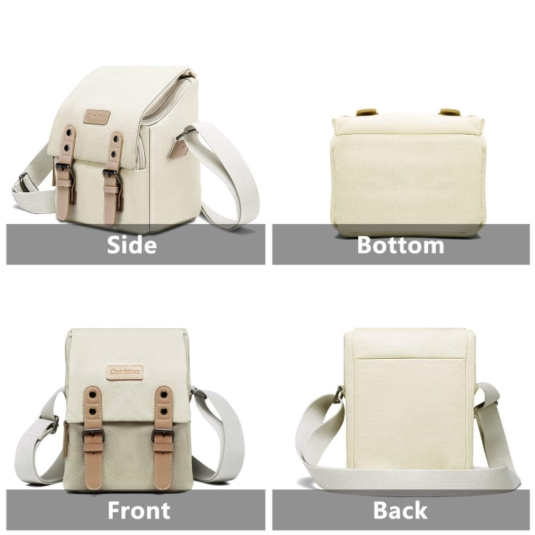Cwatcun N1 Retro Multifunctional Canvas Water-resistant Digital Camera Photography Bag, Size:18 x 12.5 x 21cm Beige