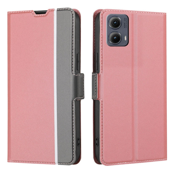 For Motorola Edge 5G 2024 Twill Texture Side Button Leather Phone Case(Pink)