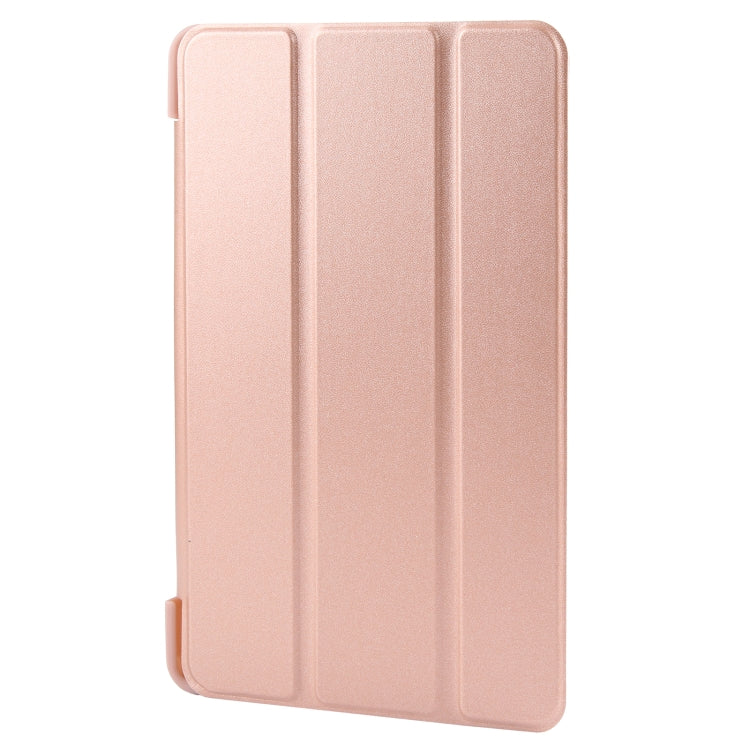 For Samsung Galaxy Tab A9 Tri-fold Holder Flip Horizontal Flip TPU Leather Tablet Case(Rose Gold)