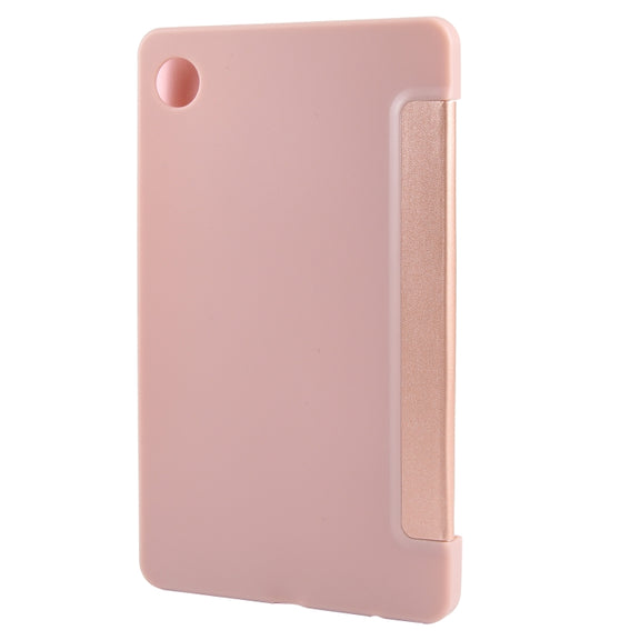 For Samsung Galaxy Tab A9 Tri-fold Holder Flip Horizontal Flip TPU Leather Tablet Case(Rose Gold)