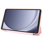 For Samsung Galaxy Tab A9 Tri-fold Holder Flip Horizontal Flip TPU Leather Tablet Case(Rose Gold)