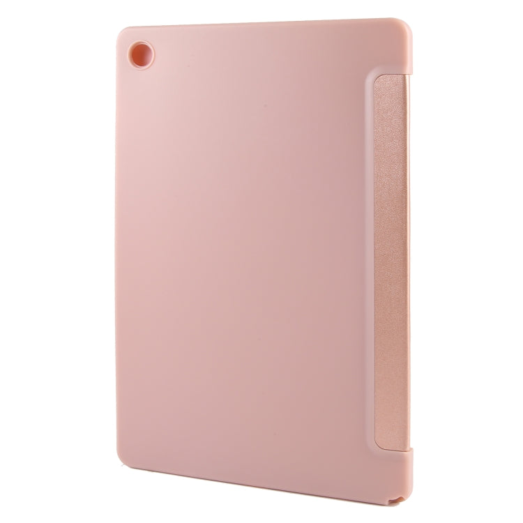 For Samsung Galaxy Tab A9+ Tri-fold Holder Flip Horizontal Flip TPU Leather Tablet Case(Rose Gold)