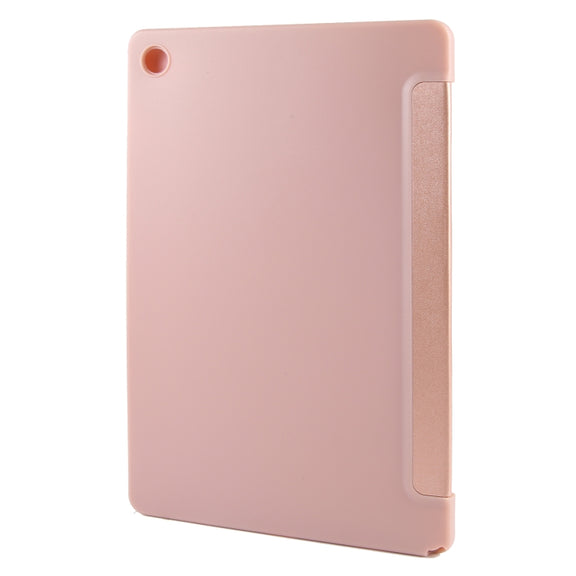 For Samsung Galaxy Tab A9+ Tri-fold Holder Flip Horizontal Flip TPU Leather Tablet Case(Rose Gold)