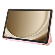 For Samsung Galaxy Tab A9+ Tri-fold Holder Flip Horizontal Flip TPU Leather Tablet Case(Rose Gold)