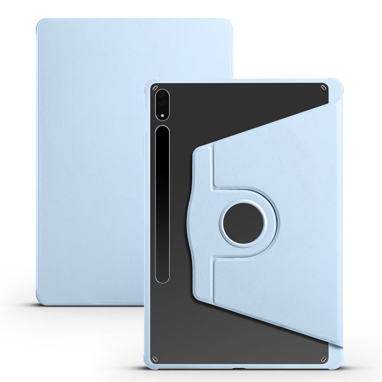 For Samsung Galaxy Tab S10+ / S9+ Acrylic 360 Degree Rotation Holder Tablet Leather Case(Ice Blue)